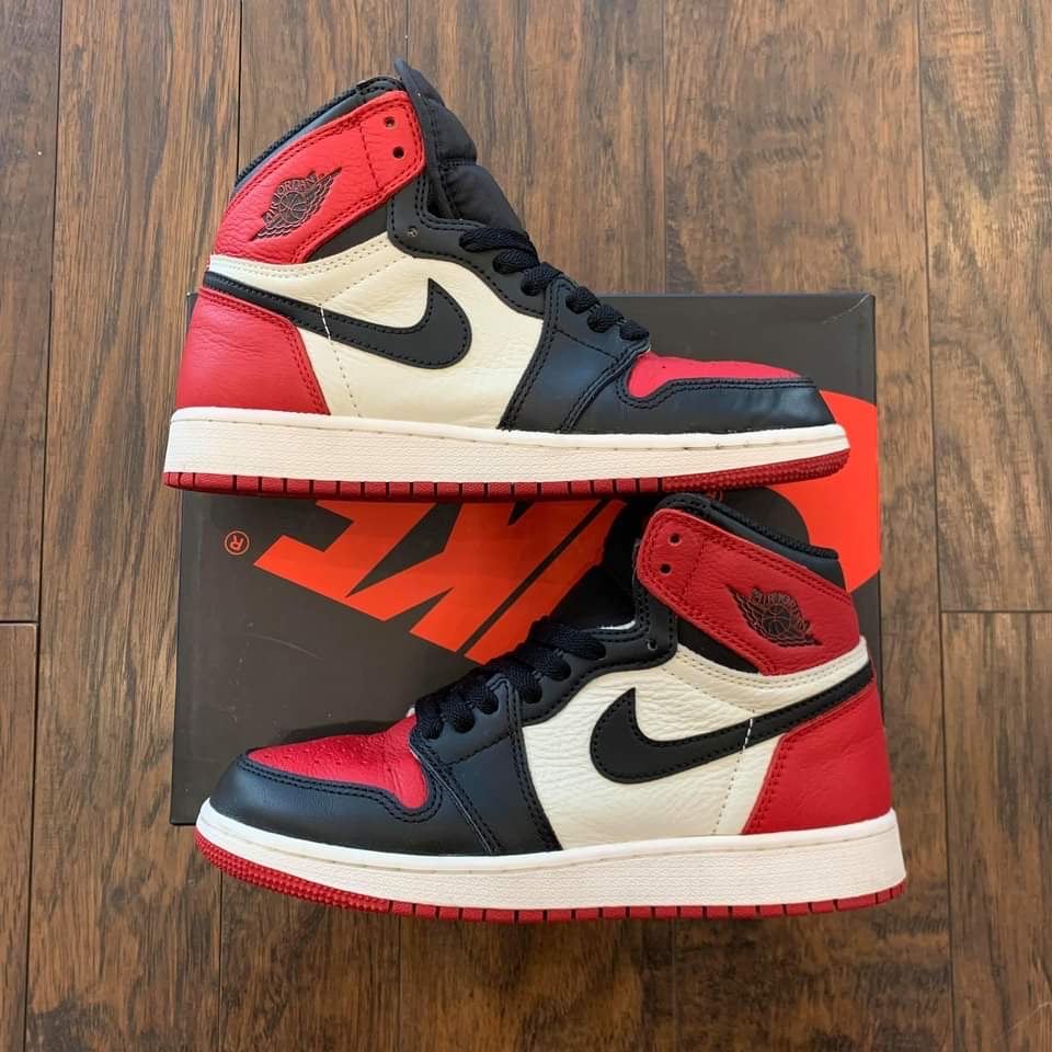 JORDAN 1 RETRO HIGH BRED TOE GS (PRE-OWNED) 575441610 SIZE 4.5Y