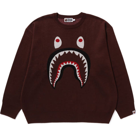 BAPE SHARK JACQUARD KNIT SWEATER BROWN