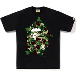 BAPE ABC CAMO REBUILD BIG APE HEAD TEE BLACK/GREEN SIZE L