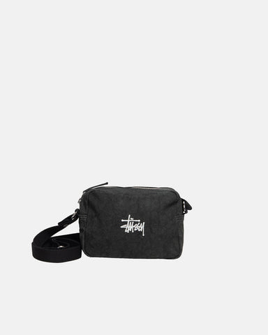 STUSSY CANVAS SIDE BAG WASHED BLACK