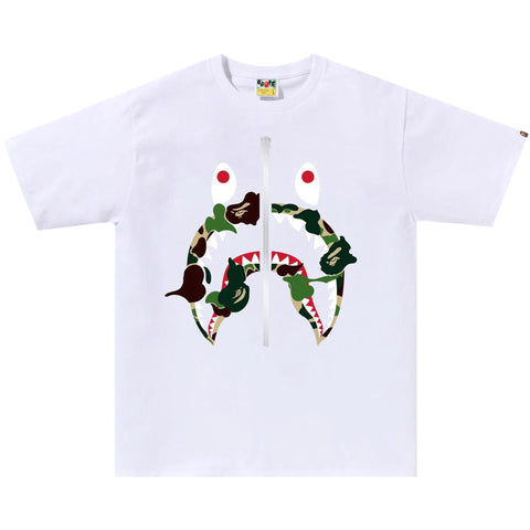 BAPE ABC CAMO REBUILD SHARK TEE WHITE/GREEN SIZE XXL