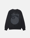 STUSSY 8 BALL CREWNECK PIGMENT DYED BLACK