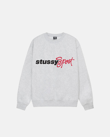 STUSSY SPORT SCRIPT CREW ASH HEATHER