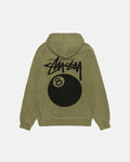 STUSSY 8 BALL PIGMENT DYED HOODIE OLIVE