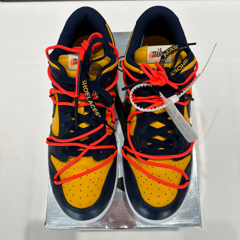 NIKE DUNK LOW OFF-WHITE UNIVERSITY GOLD MIDNIGHT NAVY CT0856700 SIZE 11 (PRE-OWNED)