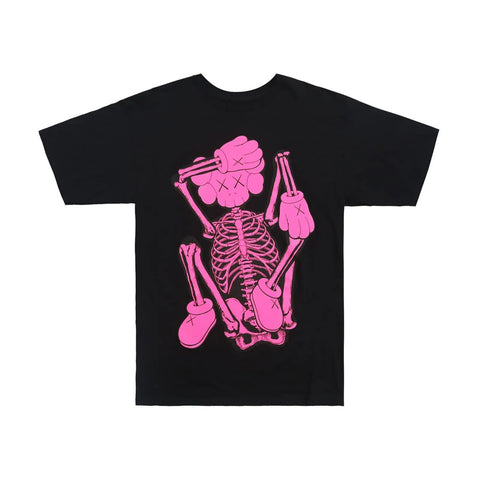KAWS SKELETON NEW FICTION T-SHIRT PINK SIZE L