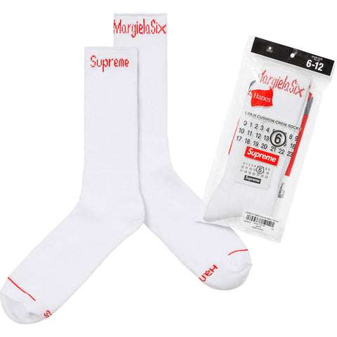 SUPREME MM6 MAISON MARGIELA HANES CREW SOCKS (1 PACK) WHITE