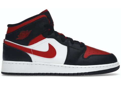 AIR JORDAN 1 MID BLACK FIRE RED (GS) 554725079 SIZE 5.5Y