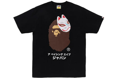 BAPE JAPANESE FOX MASK TEE BLACK SIZE L