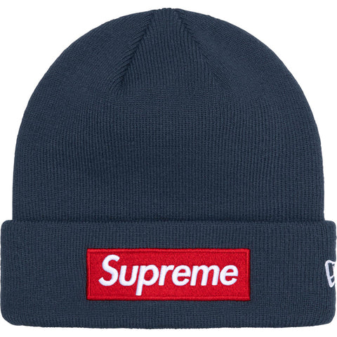 SUPREME NEW ERA BOX LOGO BEANIE NAVY FW24