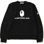 BAPE MAD FACE LOGO WIDE CREWNECK BLACK SIZE M