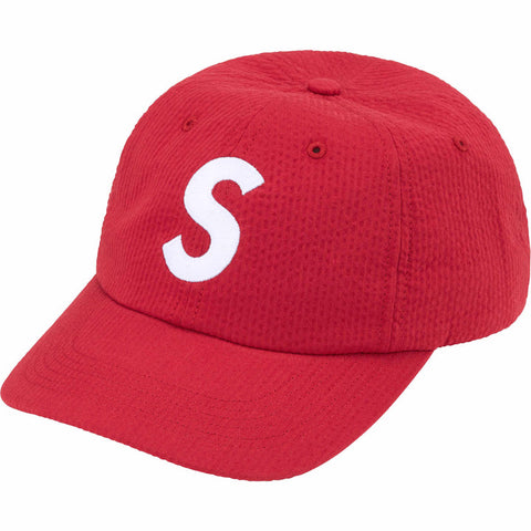 SUPREME SEERSUCKER S LOGO 6-PANEL RED
