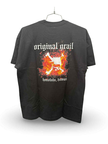 ORIGINAL GRAIL SKULL FLAME TEE BLACK