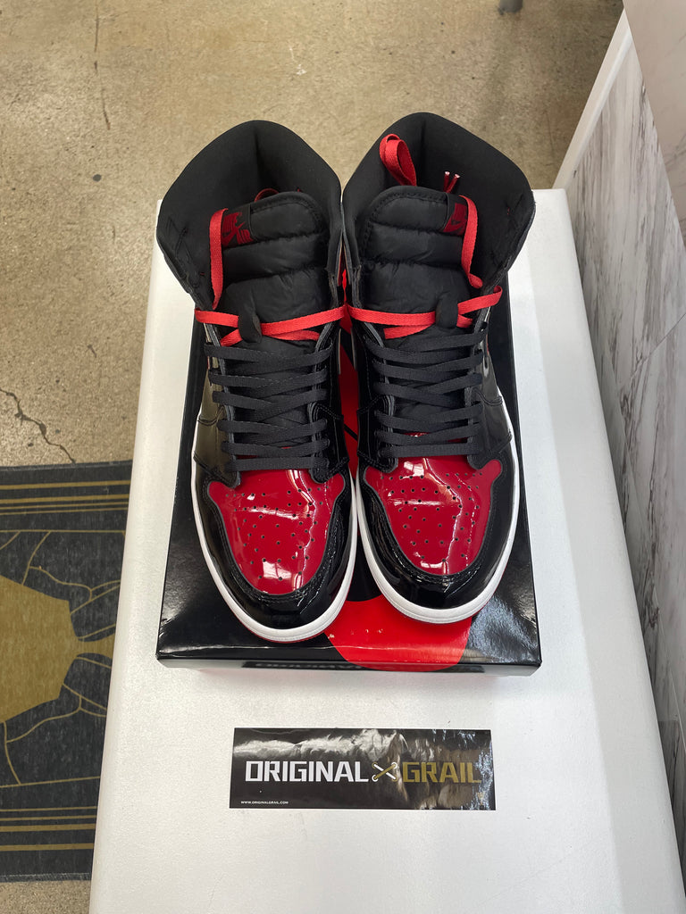 JORDAN 1 RETRO HIGH OG PATENT BRED PRE OWNED 555088063 SIZE 13 Original Grail