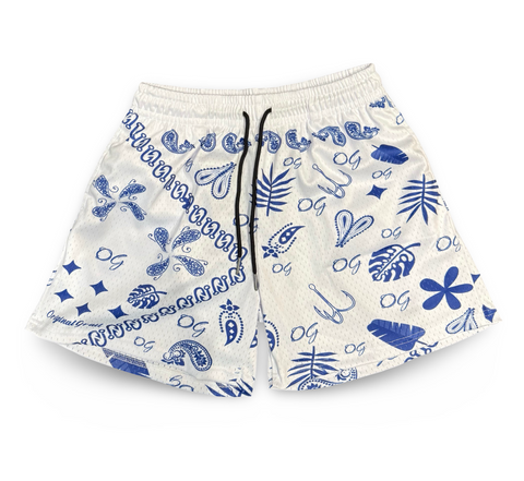 ORIGINAL GRAIL MESH SHORTS PAISLEY WHITE BLUE