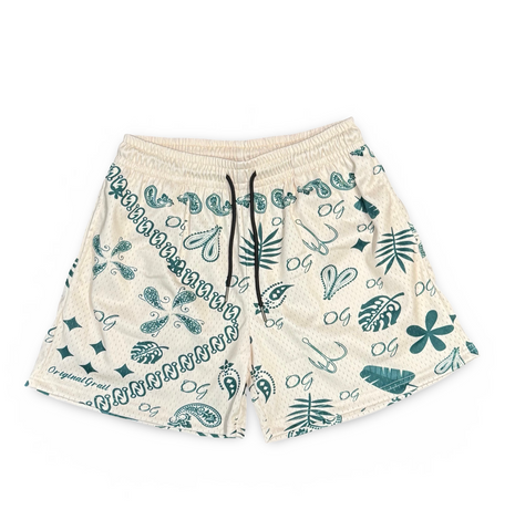 ORIGINAL GRAIL MESH SHORTS PAISLEY CREAM GREEN