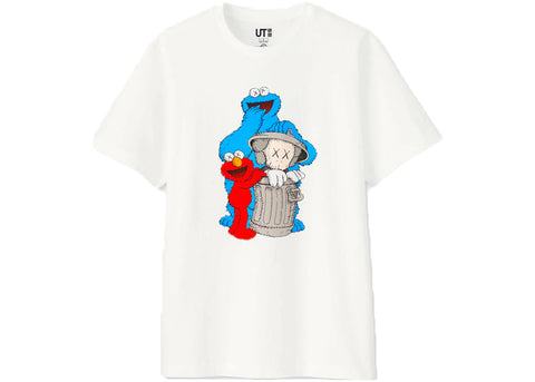 KAWS X UNIQLO X SESAME STREET COMPANION TRASH CAN TEE WHITE (PRE-OWNED) SIZE M