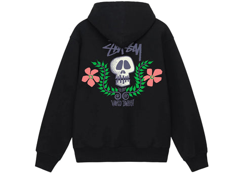 STUSSY SKULL CREST HOODIE BLACK SIZE S
