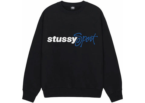 STUSSY SPORT SCRIPT CREW BLACK SIZE S