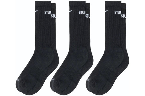 STUSSY X NIKE DRI-FIT CREW SOCKS (3 PACK) BLACK SIZE M