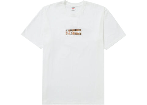 SUPREME BURBERRY BOX LOGO TEE WHITE SIZE L