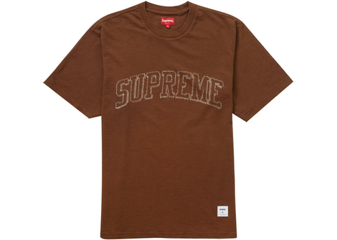 SUPREME SKETCH EMBROIDERED S/S TOP BROWN SS23
