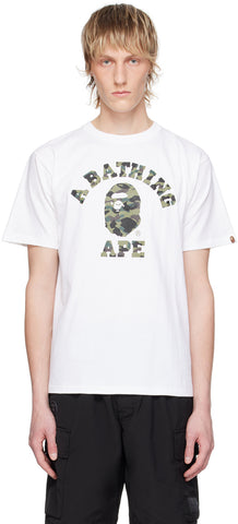 BAPE 1ST CAMO COLLEGE T-SHIRT WHITE/GREEN