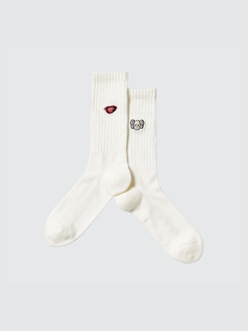 KAWS X UNIQLO WARHOL COMPANION SOCKS WHITE SIZE 8-11