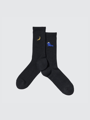 KAWS X UNIQLO WARHOL BFF SOCKS BLACK SIZE 8-11