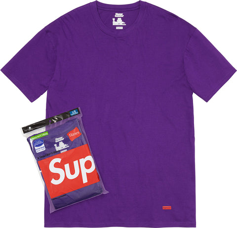 SUPREME HANES TAGLESS TEES (2 PACK) PURPLE SIZE S, M, L