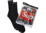 SUPREME HANES SOCKS (4 PACK) BLACK SIZE 6-12