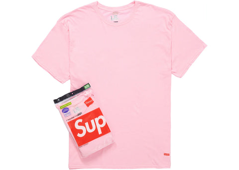SUPREME HANES TAGLESS TEES (2 PACK) PINK SIZE S, M