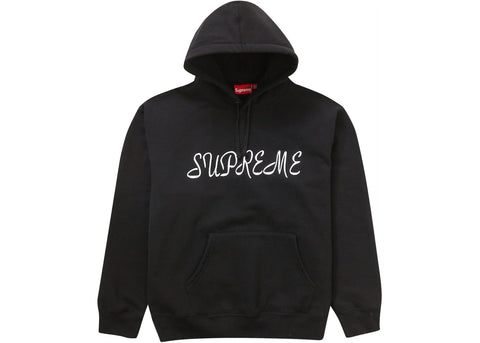 SUPREME SCRIPT HOODED SWEATSHIRT BLACK SS23 SIZE M, L